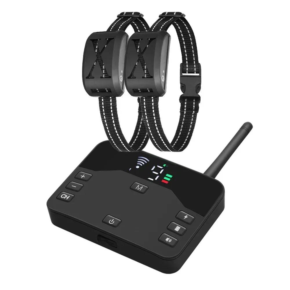 Ultimate Wireless Electric Fence & Anti-Bark Training Collar for Dogs - Adjustable Vibration & Shock Control