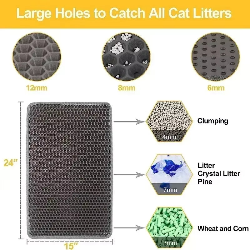 Cat Accessories Double-Layer Non-Slip Big Cat Litter Mat Pet Litter Box Filter Matwear Resistant Cat Litter Mat