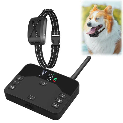 Ultimate Wireless Electric Fence & Anti-Bark Training Collar for Dogs - Adjustable Vibration & Shock Control
