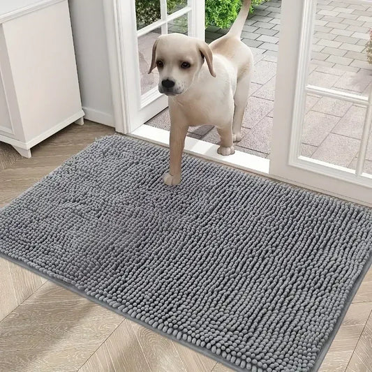 Absorbent Non-Slip Dog Doormat - Quick-Drying Microfiber Mud Mat for Clean Paws - Washable Pet Accessory