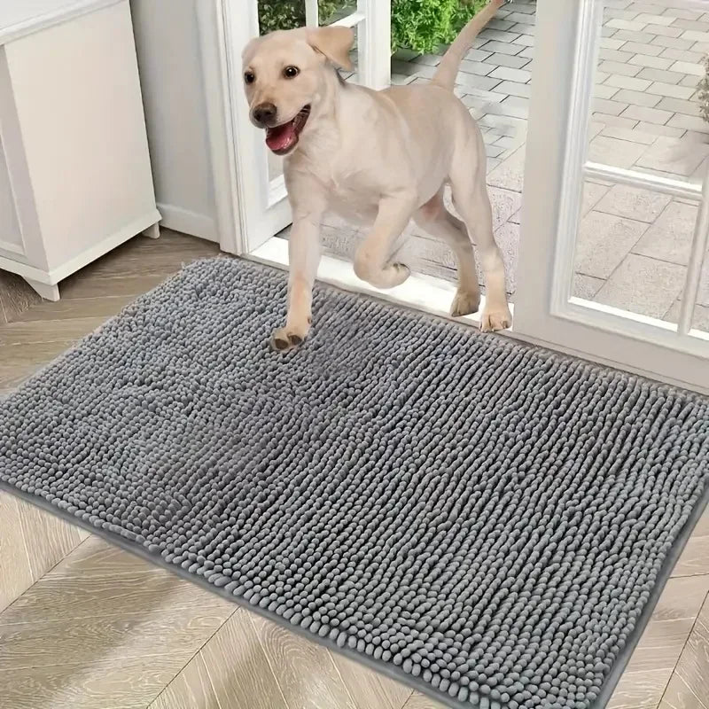 Absorbent Non-Slip Dog Doormat - Quick-Drying Microfiber Mud Mat for Clean Paws - Washable Pet Accessory