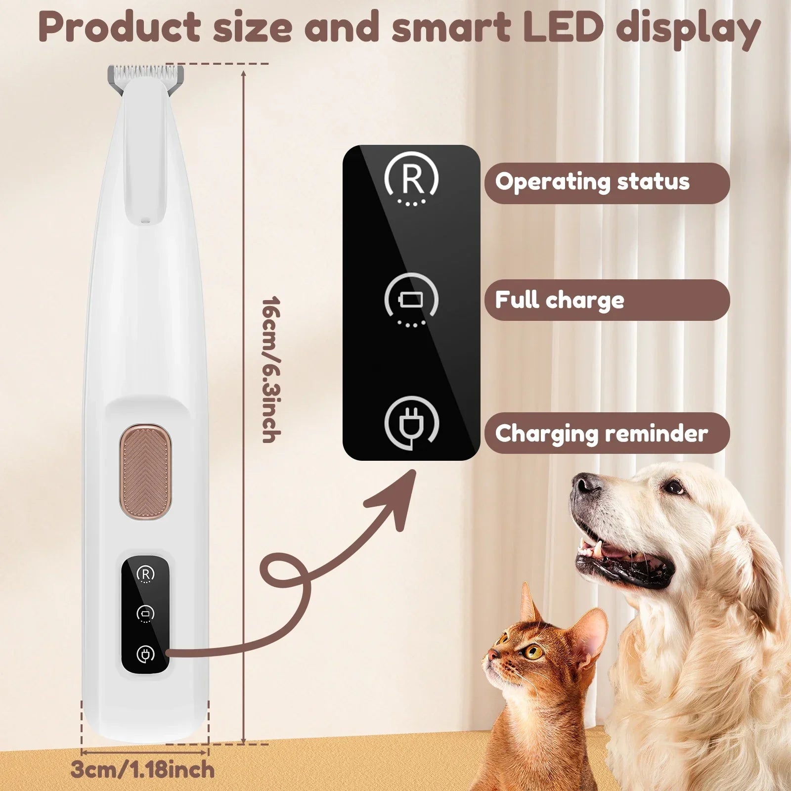 Ultimate Dog Paw Trimmer with LED Light - Fully Waterproof & Rechargeable Pet Hair Clippers for Precision Grooming