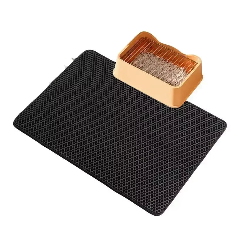 Cat Accessories Double-Layer Non-Slip Big Cat Litter Mat Pet Litter Box Filter Matwear Resistant Cat Litter Mat