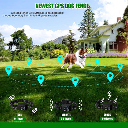 Ultimate GPS Wireless Dog Fence - Adjustable Shock & Vibration, 100-3300 Ft Range, Rechargeable Pet Containment Solution