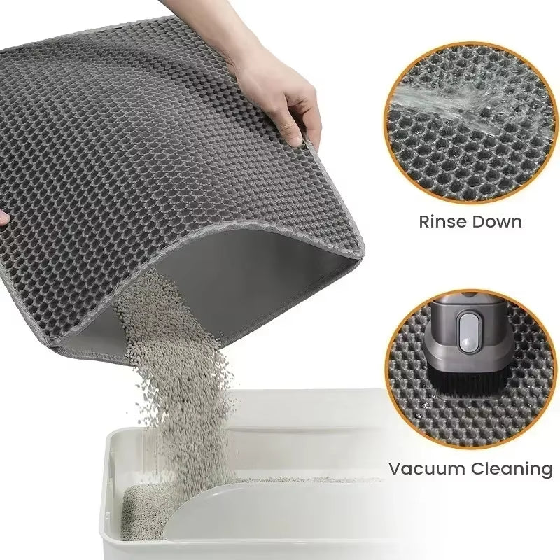 Cat Accessories Double-Layer Non-Slip Big Cat Litter Mat Pet Litter Box Filter Matwear Resistant Cat Litter Mat