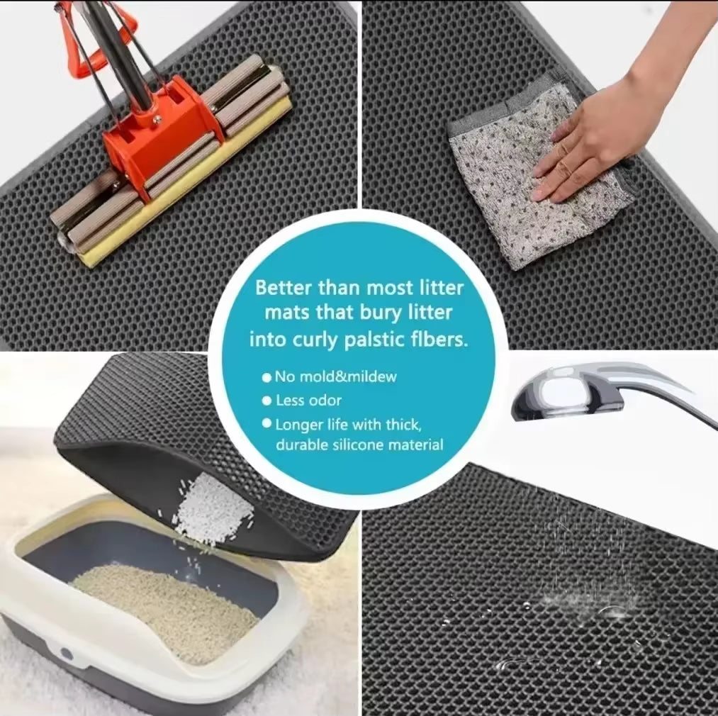 Cat Accessories Double-Layer Non-Slip Big Cat Litter Mat Pet Litter Box Filter Matwear Resistant Cat Litter Mat